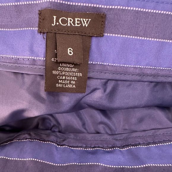 J. Crew NWOT Blue & Navy Pockets Striped Satin Taffeta Cotton Knee Length Skirt - Picture 7 of 12